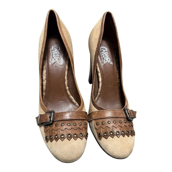 Carlos Santana Sidekick Brown Suede and leather Block Heel. Size 8M - Picture 3 of 9